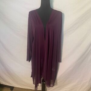 Blu Sage Eggplant Purple Mesh Open Front Duster Cardigan Plus Size 24W NWT